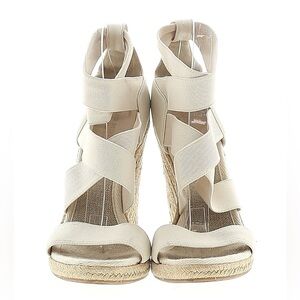 Club Monaco Tan Espadrille Wedge Sandals Ankle Strap EU 37.5 US 7